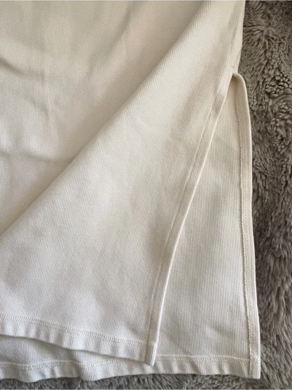 All Saints Ivory Ribbed Knit Midi Skirt